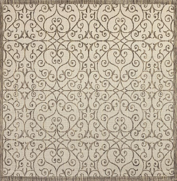 JONATHAN Y Vintage Filigree Indoor Outdoor Square Area Rug 9X9 Beige/Brown - Image 9