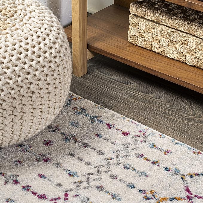JONATHAN Y Boho Vintage Diamond Ivory/Multi Runner Rug 2X8 ft, Moroccan Hype - Image 4