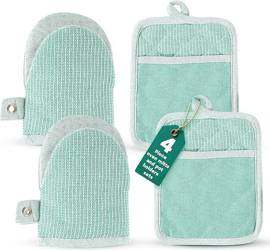 Casa Platino Heat Resistant Oven Mitts & Pot Holders, 4-Piece – Oven Mitt by CasaPlatino