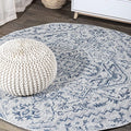 JONATHAN Y Boho Medallion Indoor Outdoor Round Area Rug 8 Ft Navy/Gray by JONATHANY