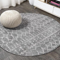JONATHAN Y Boho Vintage Diamond Gray/Ivory Round Area Rug 9 ft, Moroccan Hype by JONATHANY