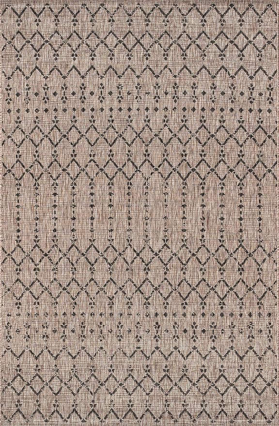 JONATHAN Y Moroccan Geometric Indoor Outdoor Area Rug 8X10 Natural/Black - Image 8