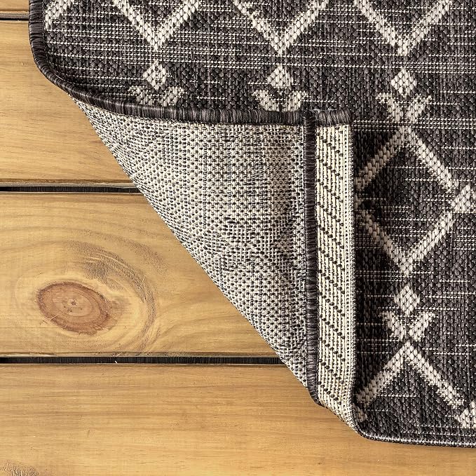 JONATHAN Y Moroccan Geometric Indoor Outdoor Square Area Rug 8X8 Black/Gray - Image 4