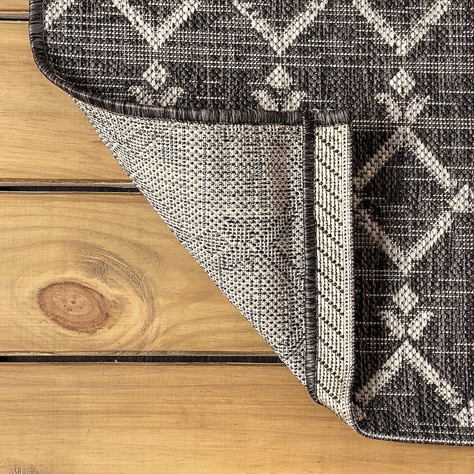 JONATHAN Y Moroccan Geometric Indoor Outdoor Area Rug 5X8 Black/Gray, Ourika - Image 5