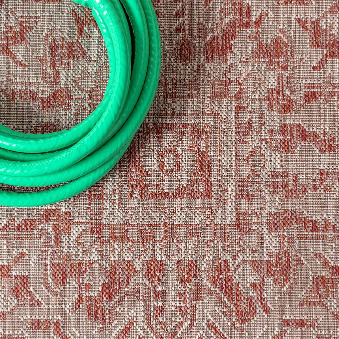 JONATHAN Y Boho Medallion Indoor Outdoor Runner Rug 2X10 Red/Taupe, Estrella - Image 3