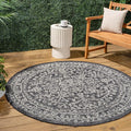 JONATHAN Y Boho Medallion Indoor Outdoor Round Area Rug 4 Ft Black/Gray by JONATHANY
