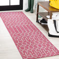 JONATHAN Y Moroccan Geometric Indoor Outdoor Runner Rug 2X8 Fuchsia/Light Gray by JONATHANY
