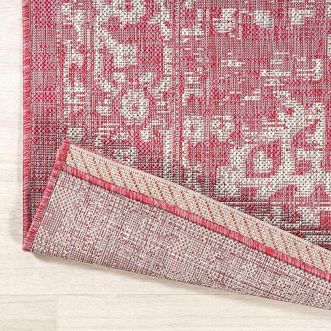 JONATHAN Y Boho Medallion Indoor Outdoor Area Rug 3X5 Fuchsia/Light Gray - Image 5