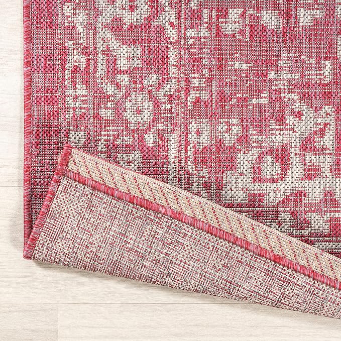 JONATHAN Y Boho Medallion Indoor Outdoor Area Rug 5X8 Fuchsia/Light Gray - Image 5