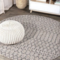 JONATHAN Y Moroccan Geometric Indoor Outdoor Round Area Rug 8 Ft Light by JONATHANY