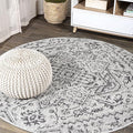 JONATHAN Y Boho Medallion Indoor Outdoor Round Area Rug 4 Ft Black/Gray by JONATHANY