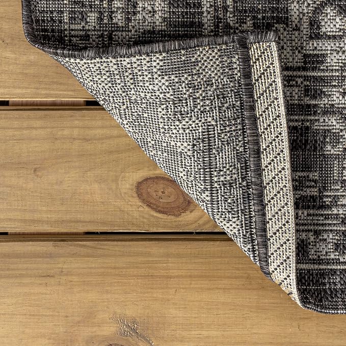 JONATHAN Y Boho Medallion Indoor Outdoor Square Area Rug 4X4 Black/Gray - Image 5