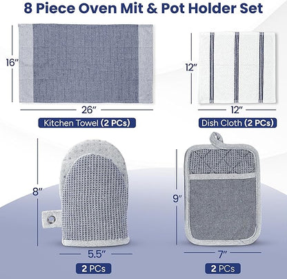 Casa Platino Mini Oven Mitts Set, 8-Piece – 500°F Heat Resistant Silicone Oven - Image 2
