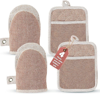 Casa Platino Cute Oven Mitts & Pot Holders, 4-Piece – Oven Mitts Heat Resistant by CasaPlatino