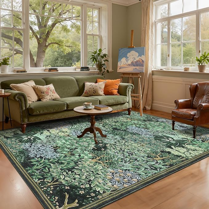 GarveeHome Forest Rugs 5x7, Botanical Low Pile Non Slip Stain Resistance - Image 2