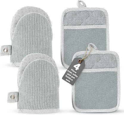 Casa Platino Heat Resistant Oven Mitts & Potholders, 4-Piece – Oven Mitt and by CasaPlatino