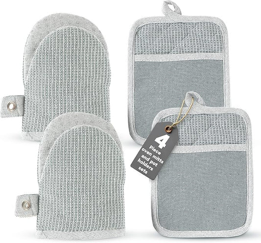 Casa Platino Heat Resistant Oven Mitts & Potholders, 4-Piece – Oven Mitt and by CasaPlatino