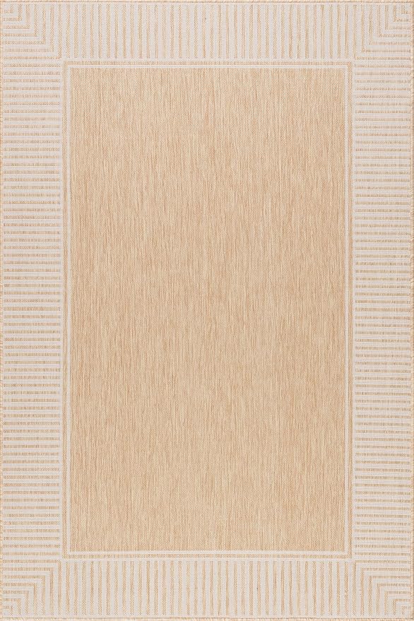 Nuloom Asha Tan/Ivory, Striped Border, Soft and Cozy, High Traffic, Easy Clean - Image 3