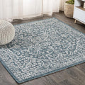 JONATHAN Y Boho Medallion Indoor Outdoor Square Area Rug 6X6 Teal/Gray by JONATHANY