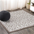 JONATHAN Y Vintage Filigree Indoor Outdoor Square Area Rug 8X8 Taupe/Espresso by JONATHANY