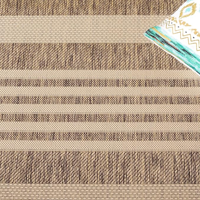 SAFAVIEH Courtyard Collection 2'3' x 14' Brown/Bone CY6062 Stripe Indoor/ - Image 6