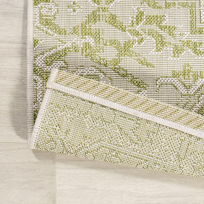 JONATHAN Y Boho Medallion Indoor Outdoor Area Rug 3X5 Cream/Green, Estrella - Image 5