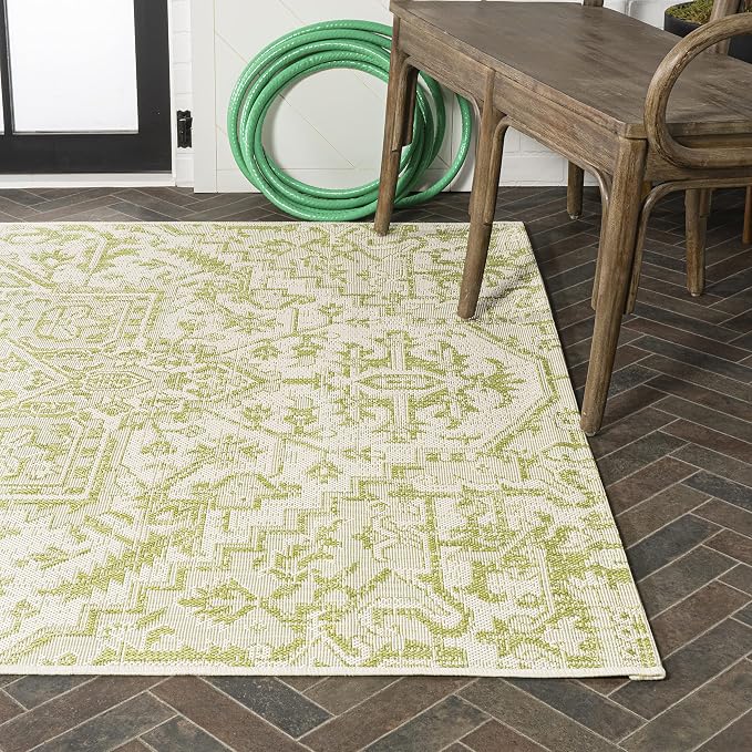 JONATHAN Y Boho Medallion Indoor Outdoor Area Rug 9X12 Cream/Green, Estrella - Image 11
