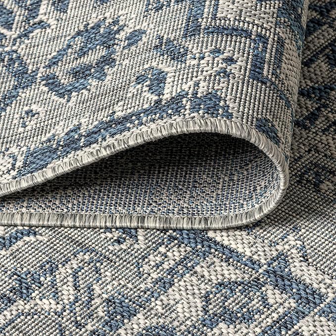 JONATHAN Y Boho Medallion Indoor Outdoor Round Area Rug 6 Ft Navy/Gray - Image 5