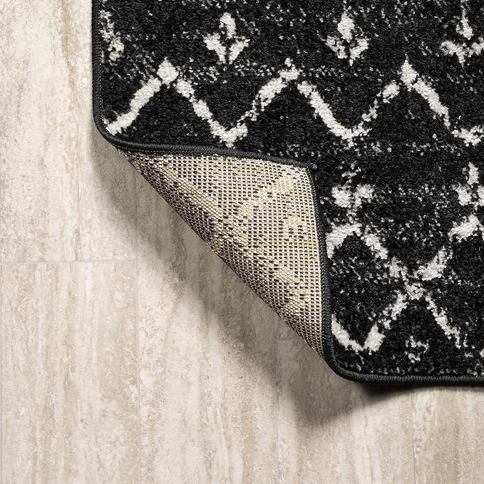 JONATHAN Y Boho Vintage Diamond Black/Ivory Indoor Area Rug 12X15 ft, Moroccan - Image 5