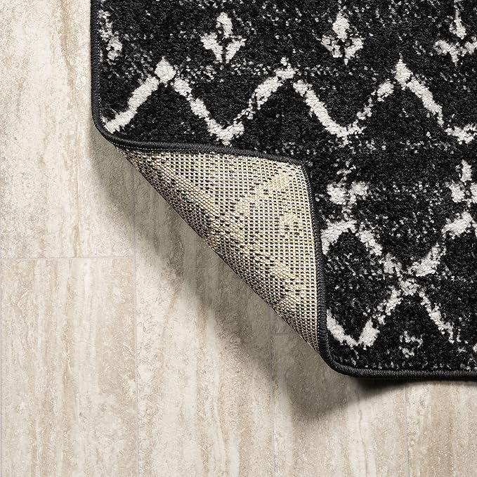 JONATHAN Y Boho Vintage Diamond Black/Ivory Indoor Area Rug 9X12 ft, Moroccan - Image 5