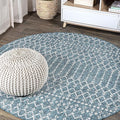 JONATHAN Y Moroccan Geometric Indoor Outdoor Round Area Rug 6 Ft Teal/Gray by JONATHANY