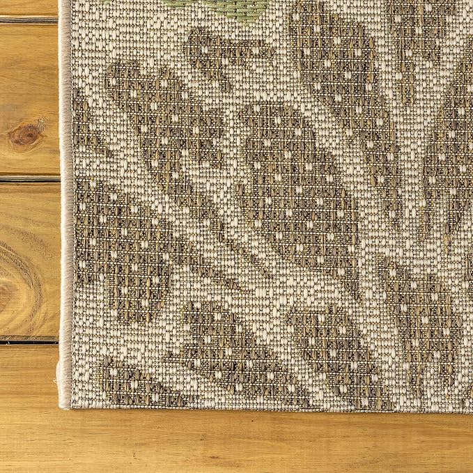JONATHAN Y Floral Textured Weave Indoor Outdoor Square Area Rug 6X6 Sage/Brown - Image 7
