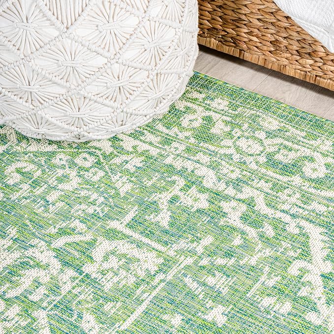 JONATHAN Y Boho Medallion Indoor Outdoor Runner Rug 2X10 Cream/Green, Malta - Image 5