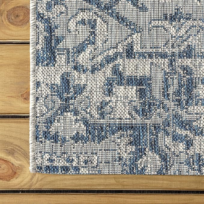 JONATHAN Y Boho Medallion Indoor Outdoor Runner Rug 2X8 Navy/Gray, Estrella - Image 6
