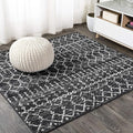 JONATHAN Y Boho Vintage Diamond Black/Ivory Square Area Rug 5X5 ft, Moroccan by JONATHANY