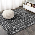 JONATHAN Y Boho Vintage Diamond Black/Ivory Square Area Rug 3X3 ft, Moroccan by JONATHANY