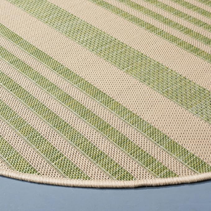 SAFAVIEH Courtyard Collection 6'7" Round Beige/Sweet Pea CY6062 Stripe Indoor/ - Image 3