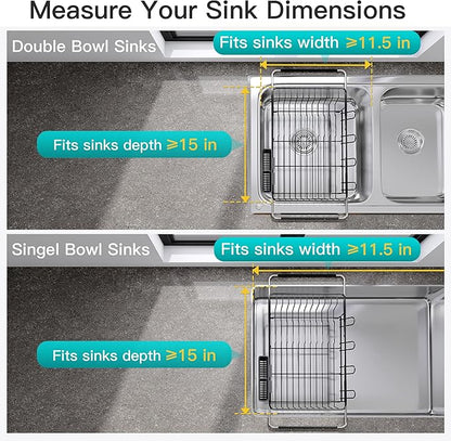 JASIWAY Dish Drying Rack in Sink, Expandable Stainless Steel Dish Drainers - Image 3
