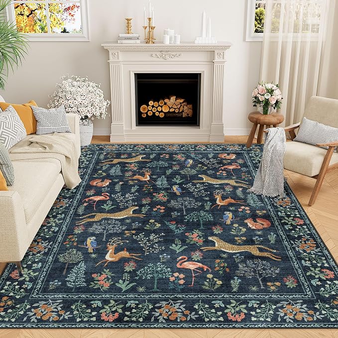 DUKINO 8x10 Rug, Washable Animal Living Room Rug by DUKINO