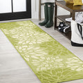 JONATHAN Y Floral Textured Weave Indoor Outdoor Runner Rug 2X8 Green/Cream by JONATHANY