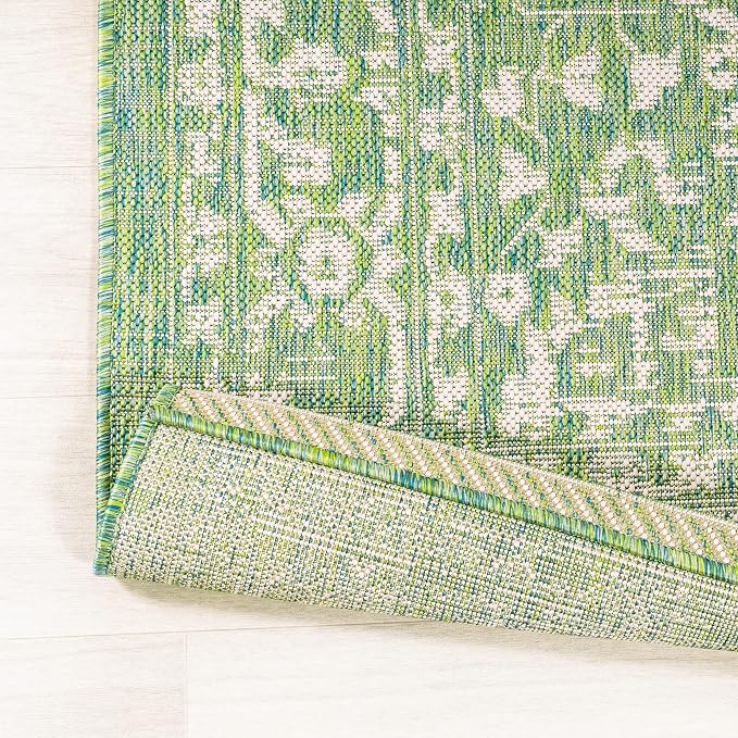JONATHAN Y Boho Medallion Indoor Outdoor Area Rug 5X8 Cream/Green, Malta - Image 5