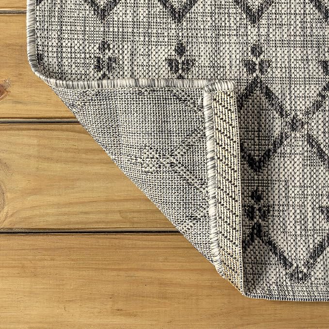 JONATHAN Y Moroccan Geometric Indoor Outdoor Round Area Rug 8 Ft Light - Image 6