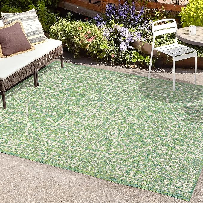 JONATHAN Y Boho Medallion Indoor Outdoor Area Rug 5X8 Cream/Green, Malta - Image 4