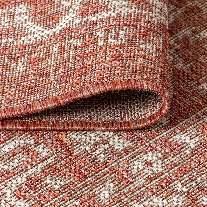 JONATHAN Y Boho Medallion Indoor Outdoor Square Area Rug 6X6 Red/Taupe - Image 3