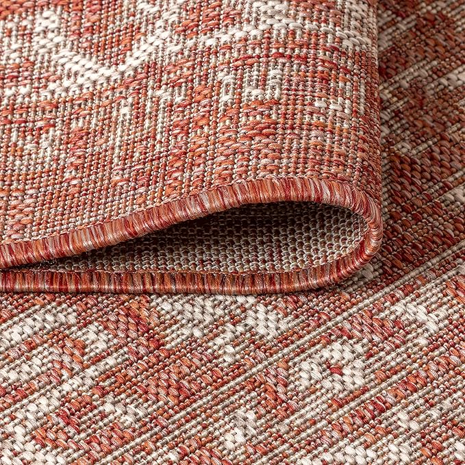 JONATHAN Y Boho Medallion Indoor Outdoor Runner Rug 2X10 Red/Taupe, Malta - Image 5