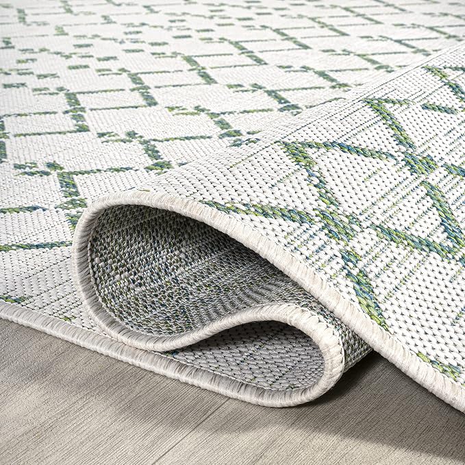 JONATHAN Y Moroccan Geometric Indoor Outdoor Area Rug 3X5 Green/Ivory, Ourika - Image 6