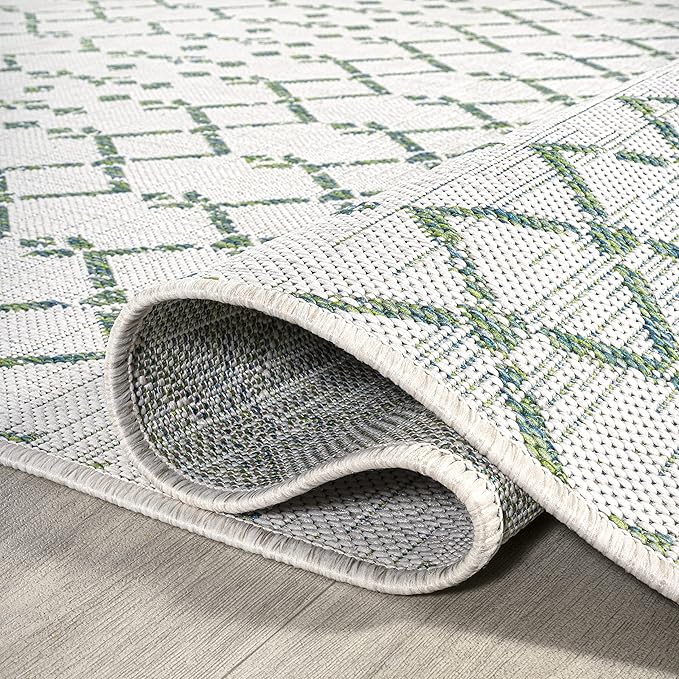 JONATHAN Y Moroccan Geometric Indoor Outdoor Area Rug 4X6 Green/Ivory, Ourika - Image 5