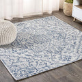 JONATHAN Y Boho Medallion Indoor Outdoor Square Area Rug 5X5 Navy/Gray by JONATHANY