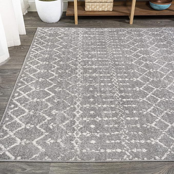 JONATHAN Y Boho Vintage Diamond Gray/Ivory Indoor Area Rug 8X10 ft, Moroccan - Image 4