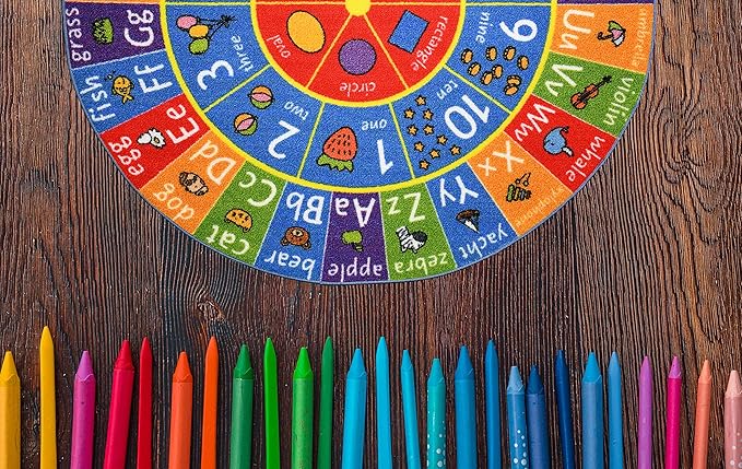 KC Cubs Educational Kids Rug – ABC Alphabet, 123 Numbers & Shapes Learning Mat - Image 6